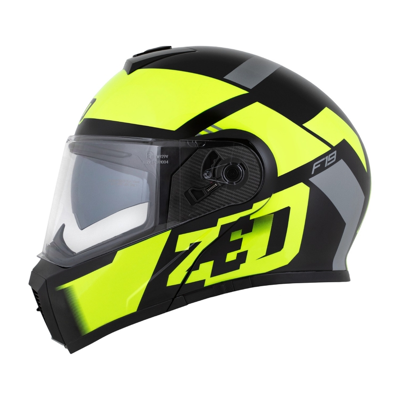 Kask motocyklowy składany ZED F19 czarno-fluo żółty