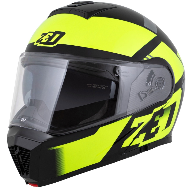 Kask motocyklowy składany ZED F19 czarno-fluo żółty