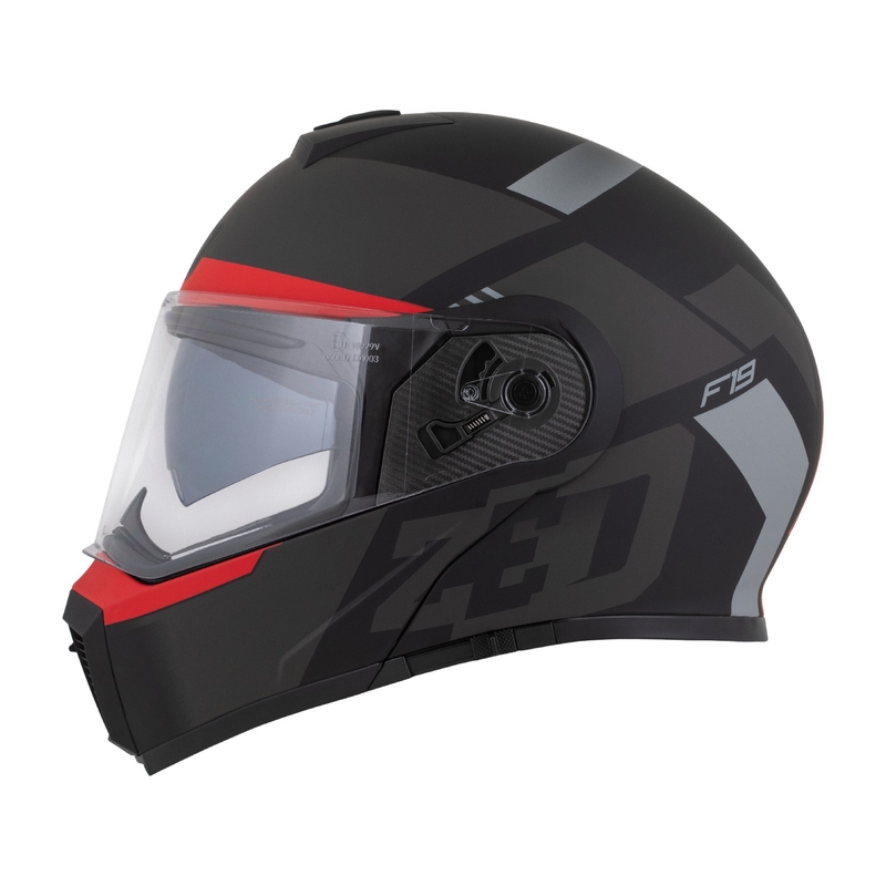 Kask motocyklowy składany ZED F19 matowy czarno-fluo czerwono-szary