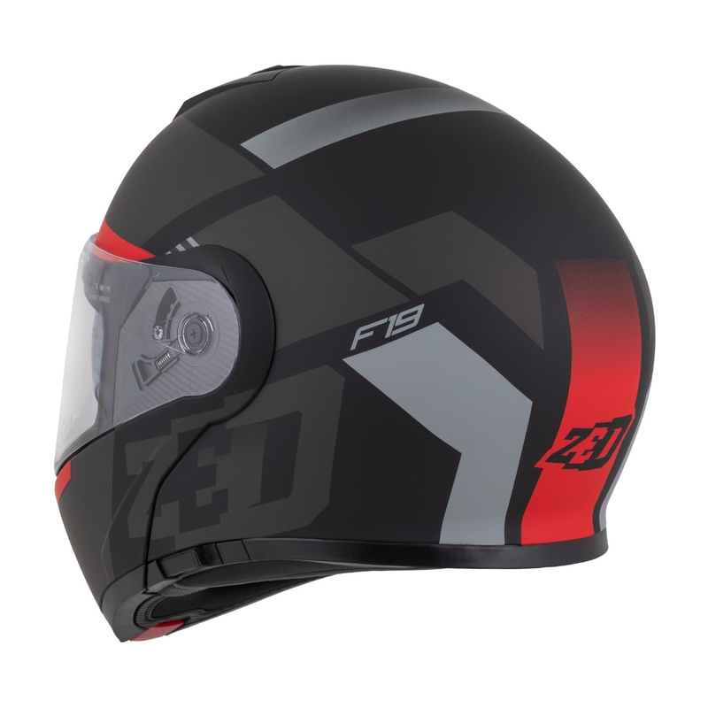 Kask motocyklowy składany ZED F19 matowy czarno-fluo czerwono-szary