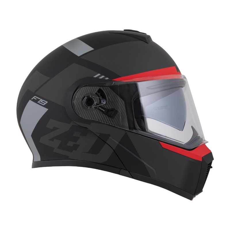 Kask motocyklowy składany ZED F19 matowy czarno-fluo czerwono-szary