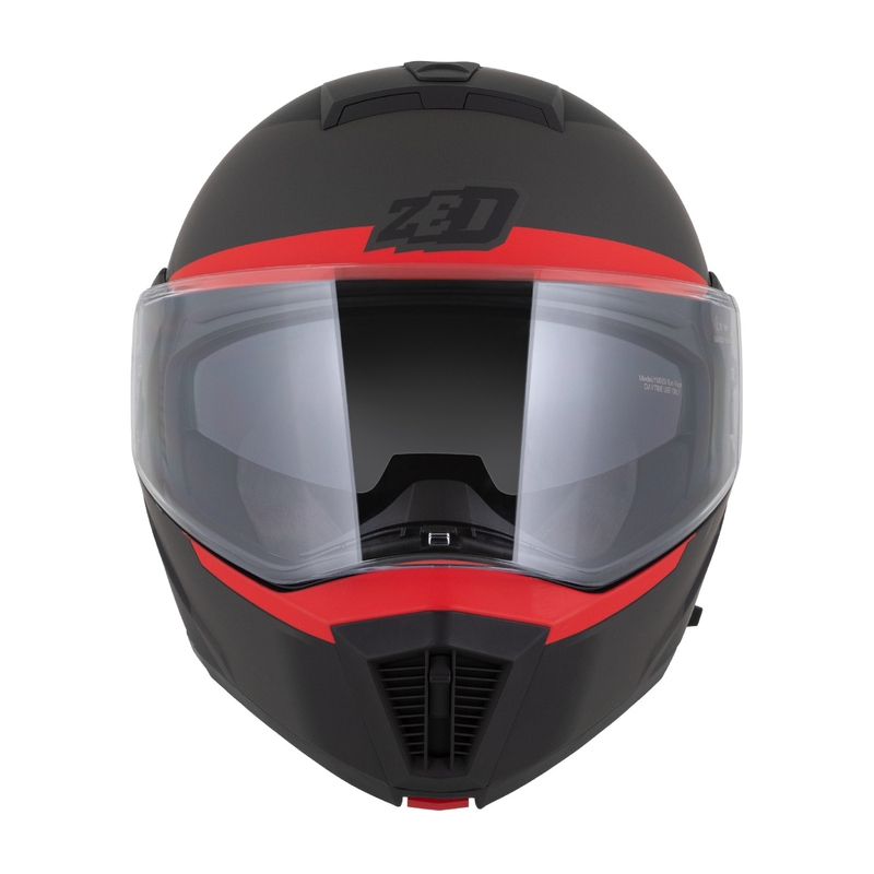 Kask motocyklowy składany ZED F19 matowy czarno-fluo czerwono-szary