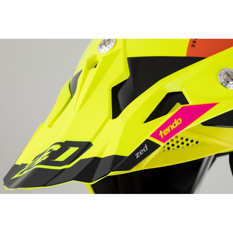 Dziecięcy kask motocrossowy ZED X1.9 Tendo fluo żółto-różowo-pomarańczowo-czarny