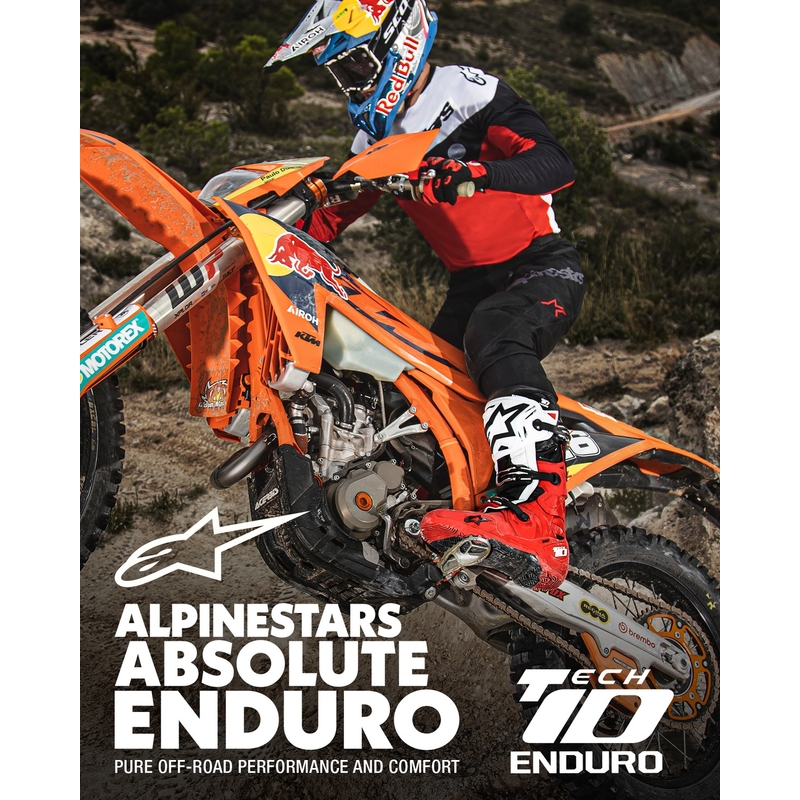Buty motocyklowe Alpinestars Tech 10 Enduro czerwono-czarno-białe