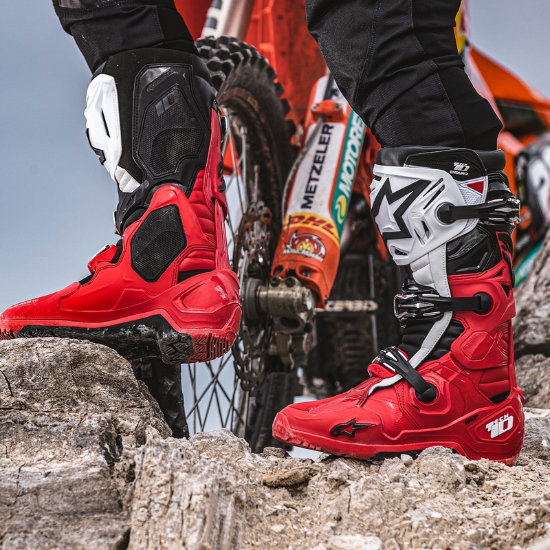 Buty motocyklowe Alpinestars Tech 10 Enduro czerwono-czarno-białe