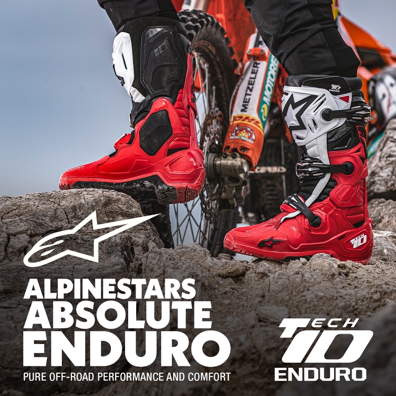 Buty motocyklowe Alpinestars Tech 10 Enduro czerwono-czarno-białe