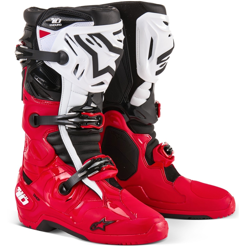 Buty motocyklowe Alpinestars Tech 10 Enduro czerwono-czarno-białe