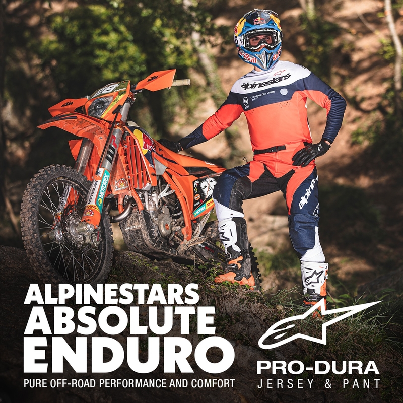 Spodnie motocrossowe Alpinestars PRO-Dura niebiesko-pomarańczowo-białe