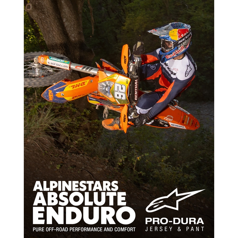 Spodnie motocrossowe Alpinestars PRO-Dura niebiesko-pomarańczowo-białe