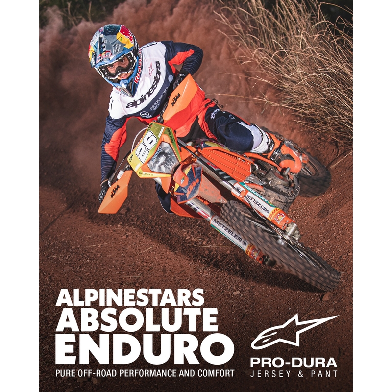 Spodnie motocrossowe Alpinestars PRO-Dura niebiesko-pomarańczowo-białe