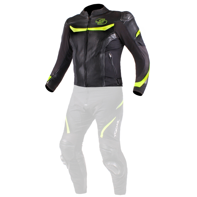 Skórzana kurtka motocyklowa Tschul 875 czarno-fluo żółta wyprzedaż