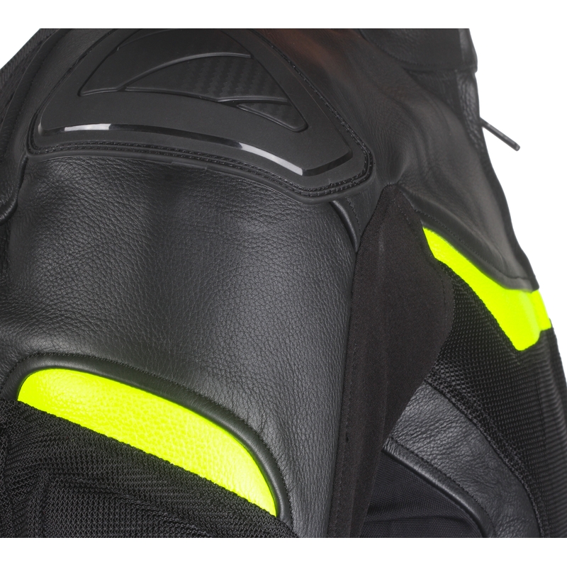 Skórzana kurtka motocyklowa Tschul 875 czarno-fluo żółta wyprzedaż
