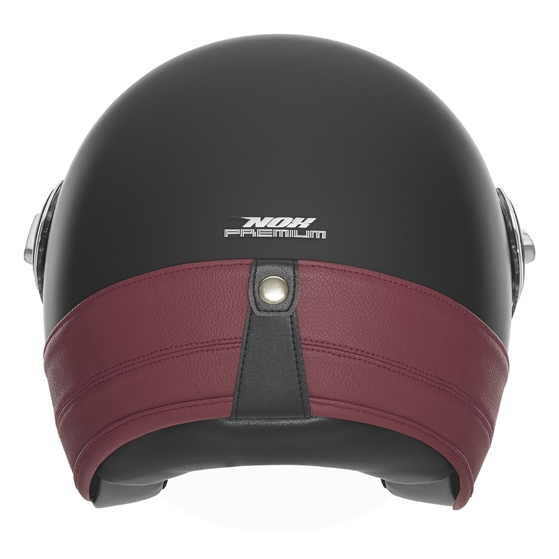 Kask motocyklowy otwarty NOX PREMIUM Heritage matowy czarny z czerwoną skórą