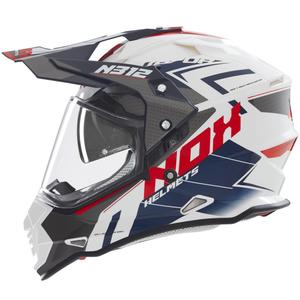 Kask motocyklowy enduro NOX N312 Vapor biało-czarno-niebieski