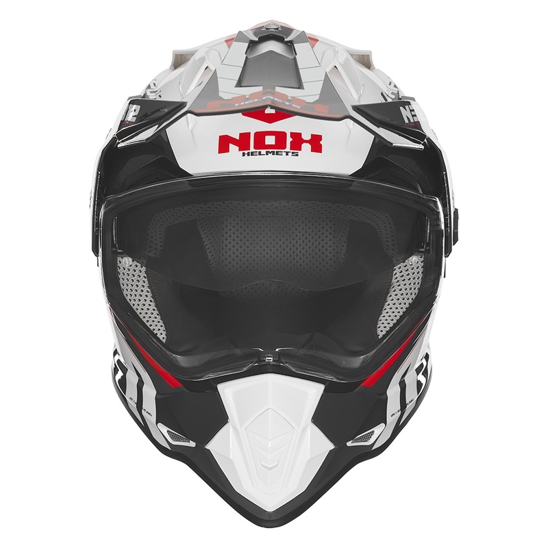 Kask motocyklowy enduro NOX N312 Vapor biało-czarno-czerwony