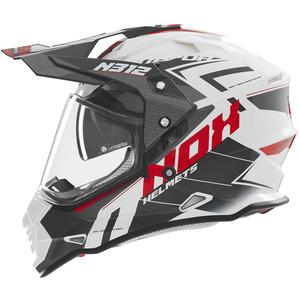 Kask motocyklowy enduro NOX N312 Vapor biało-czarno-czerwony