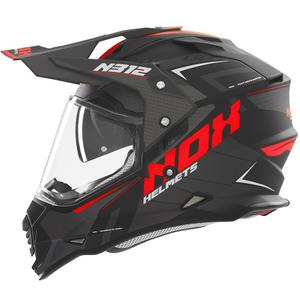 Kask motocyklowy enduro NOX N312 Vapor mat czarno-czerwony