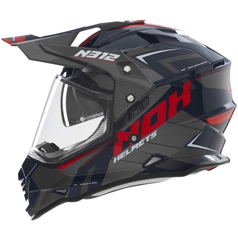Kask motocyklowy enduro NOX N312 Vapor czarno-niebiesko-czerwony
