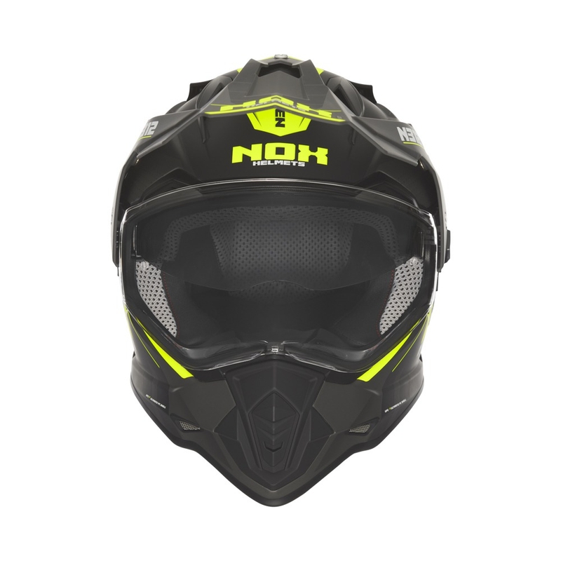 Kask motocyklowy enduro NOX N312 Vapor matowy czarno-żółty