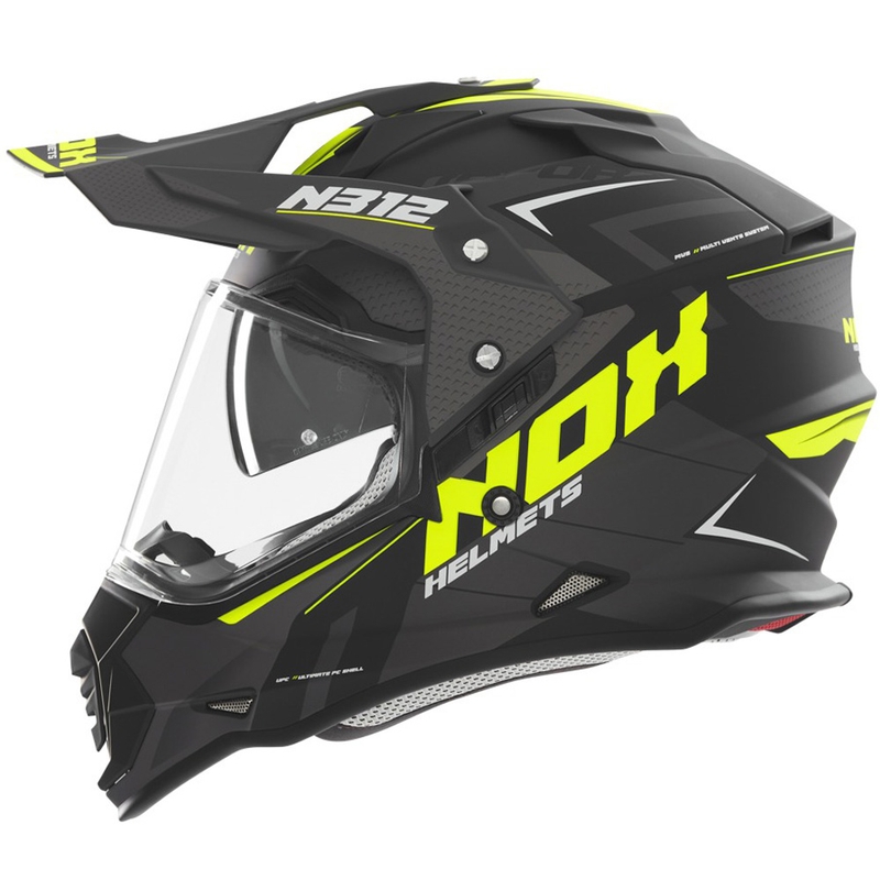 Kask motocyklowy enduro NOX N312 Vapor matowy czarno-żółty