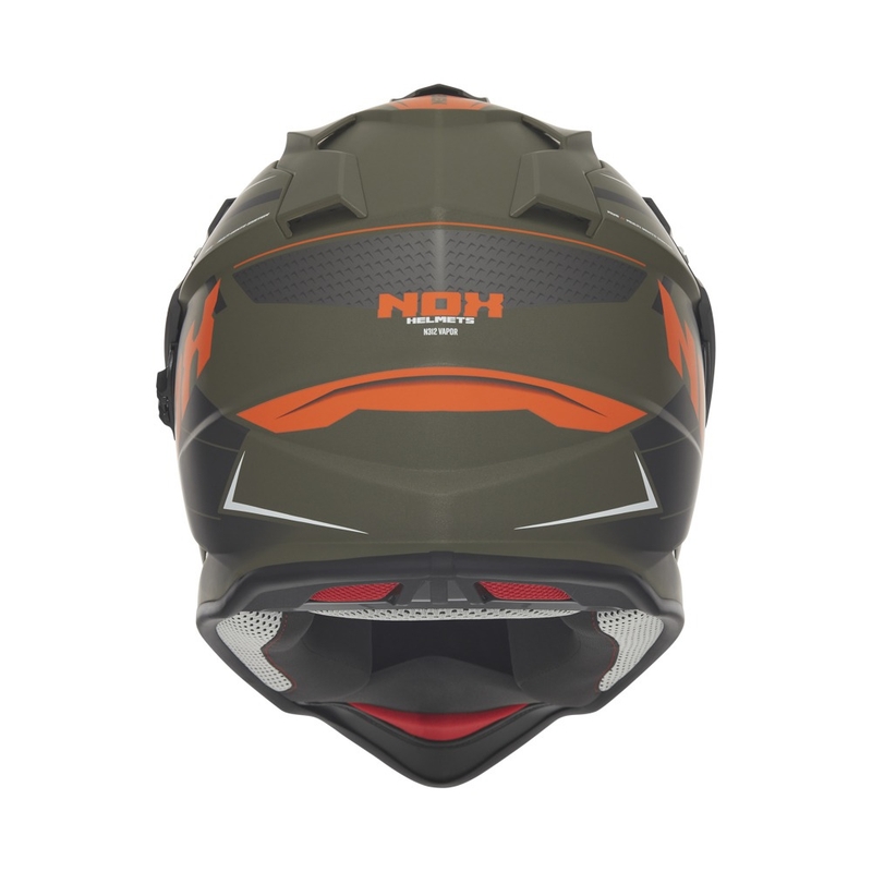 Kask motocyklowy Enduro NOX N312 Vapor matowy khaki-pomarańczowy