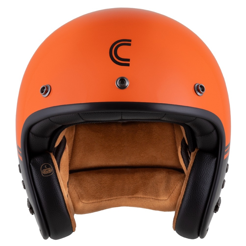 Kask motocyklowy Cassida Eso Super Hooligan otwarty czarno-pomarańczowy perłowy