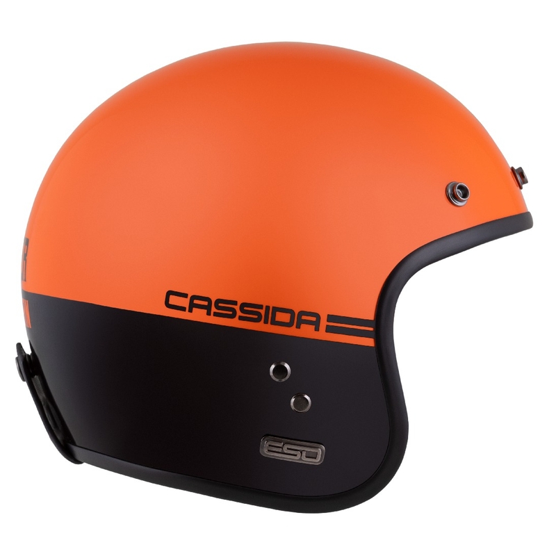 Kask motocyklowy Cassida Eso Super Hooligan otwarty czarno-pomarańczowy perłowy