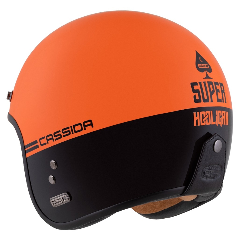 Kask motocyklowy Cassida Eso Super Hooligan otwarty czarno-pomarańczowy perłowy