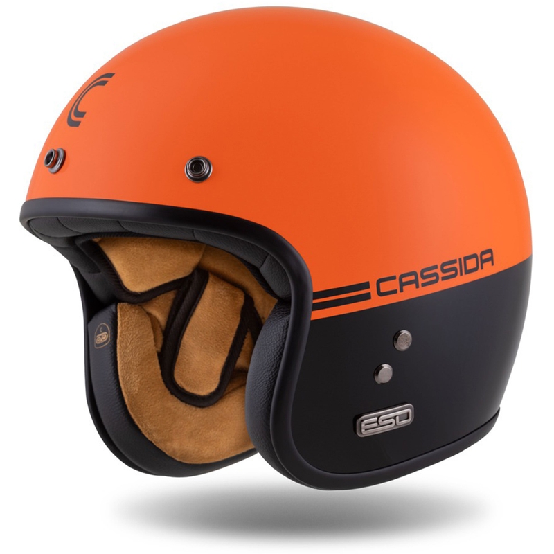 Kask motocyklowy Cassida Eso Super Hooligan otwarty czarno-pomarańczowy perłowy