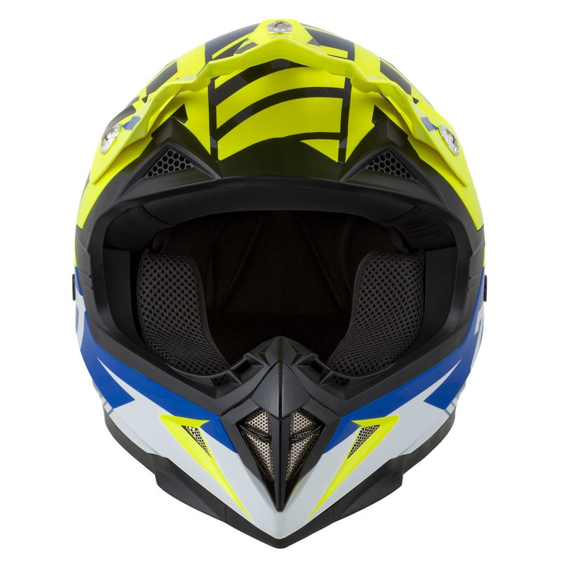 Kask motocyklowy motocrossowy ZED X1.9 Targa fluo żółto-niebiesko-czarno-biały