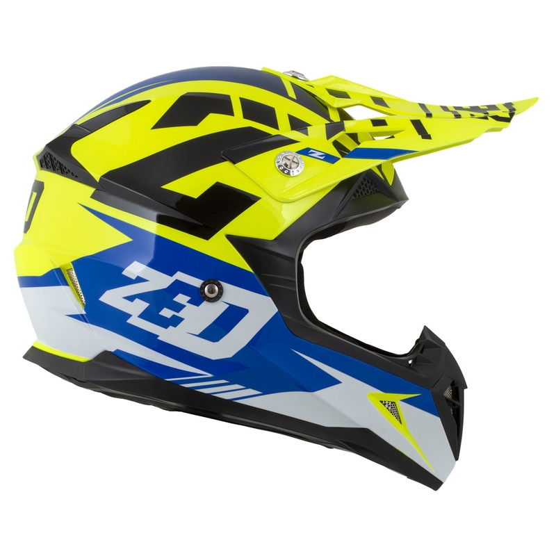 Kask motocyklowy motocrossowy ZED X1.9 Targa fluo żółto-niebiesko-czarno-biały