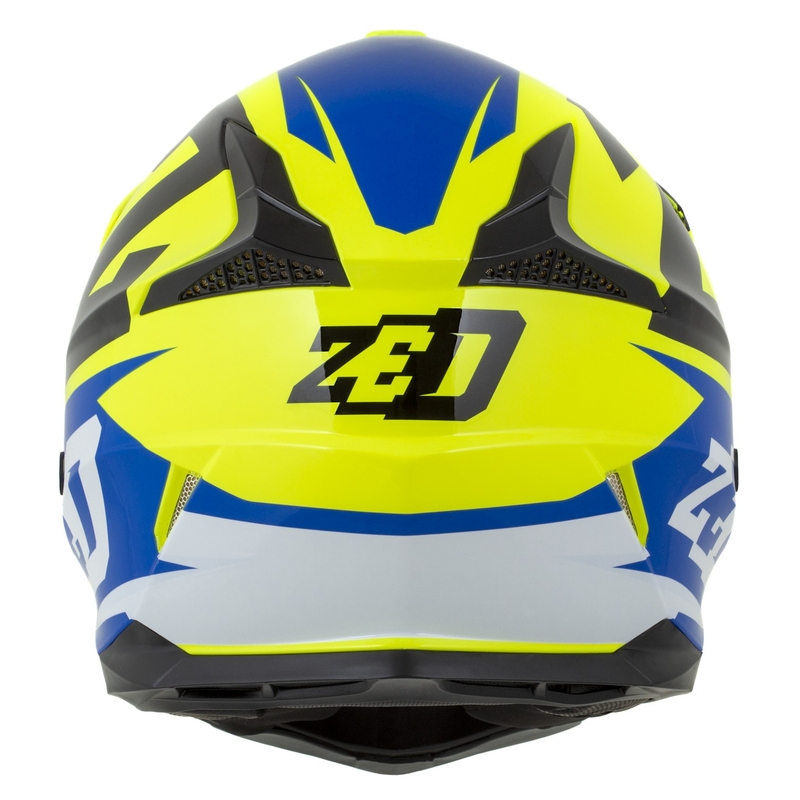 Kask motocyklowy motocrossowy ZED X1.9 Targa fluo żółto-niebiesko-czarno-biały