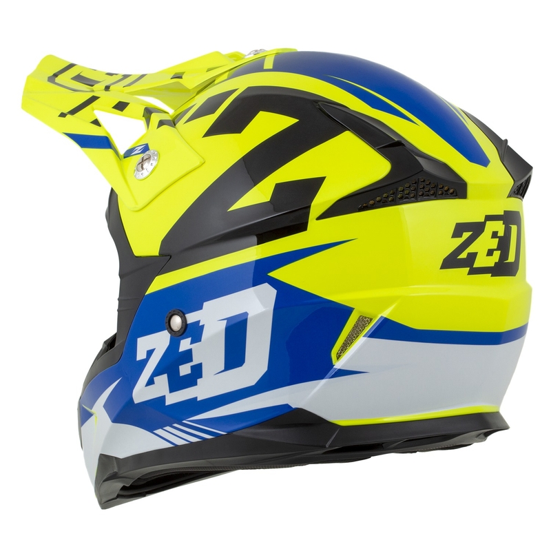 Kask motocyklowy motocrossowy ZED X1.9 Targa fluo żółto-niebiesko-czarno-biały
