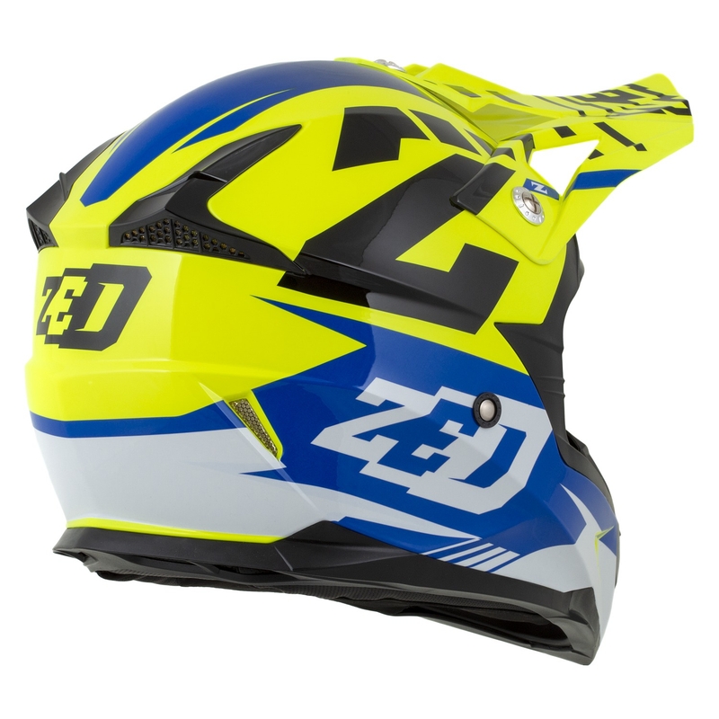 Kask motocyklowy motocrossowy ZED X1.9 Targa fluo żółto-niebiesko-czarno-biały