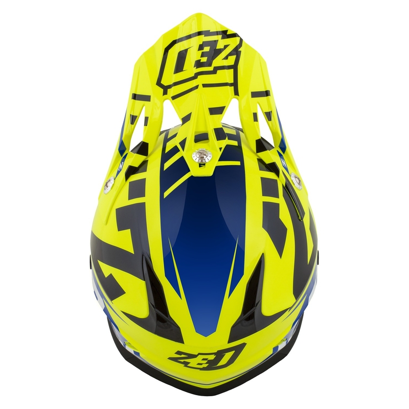 Kask motocyklowy motocrossowy ZED X1.9 Targa fluo żółto-niebiesko-czarno-biały