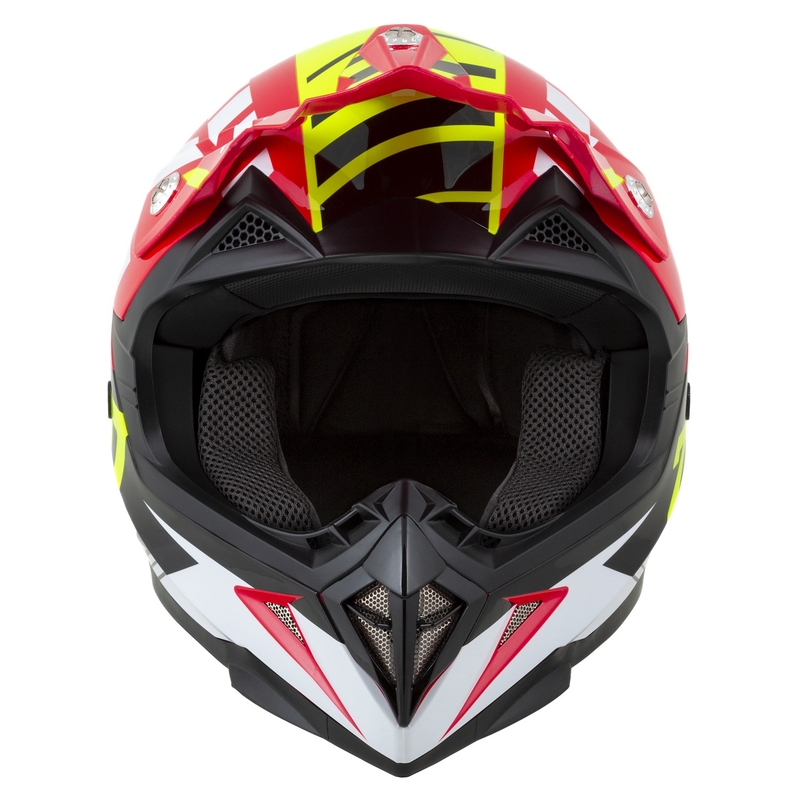 Dziecięcy kask motocyklowy ZED X1.9D Targa czerwono-fluo-żółto-czarno-biały