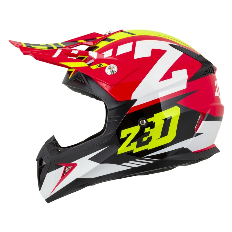 Dziecięcy kask motocyklowy ZED X1.9D Targa czerwono-fluo-żółto-czarno-biały