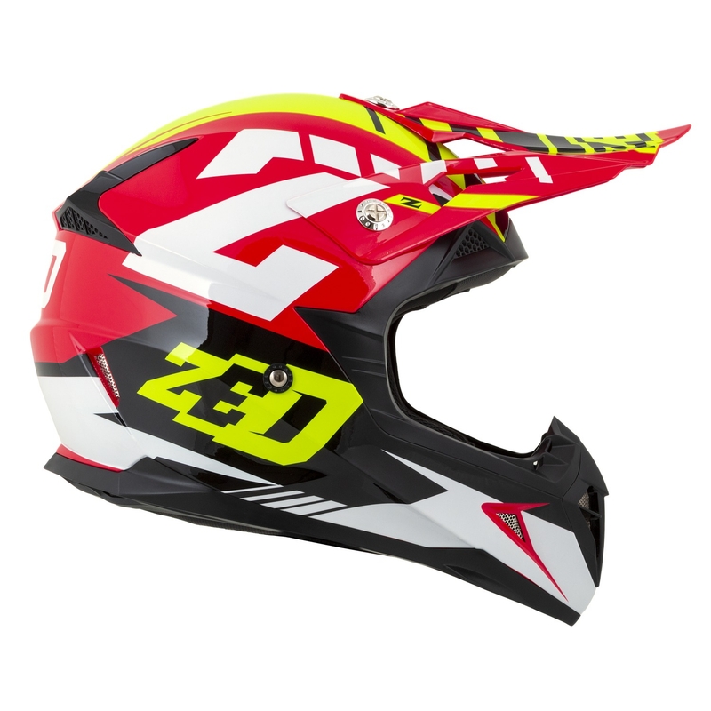 Dziecięcy kask motocyklowy ZED X1.9D Targa czerwono-fluo-żółto-czarno-biały