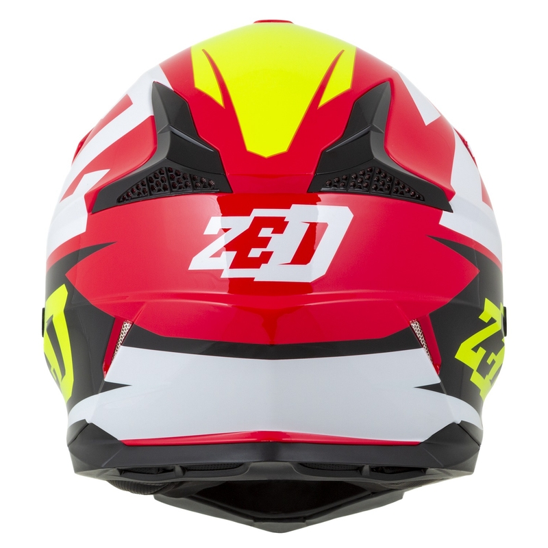 Dziecięcy kask motocyklowy ZED X1.9D Targa czerwono-fluo-żółto-czarno-biały