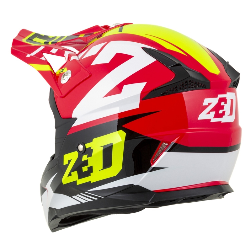 Dziecięcy kask motocyklowy ZED X1.9D Targa czerwono-fluo-żółto-czarno-biały