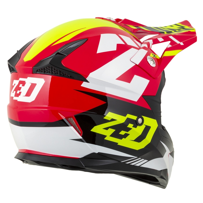 Dziecięcy kask motocyklowy ZED X1.9D Targa czerwono-fluo-żółto-czarno-biały