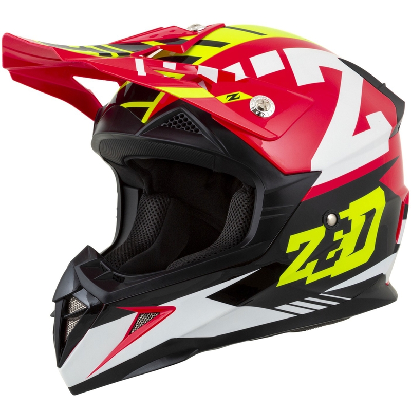 Dziecięcy kask motocyklowy ZED X1.9D Targa czerwono-fluo-żółto-czarno-biały