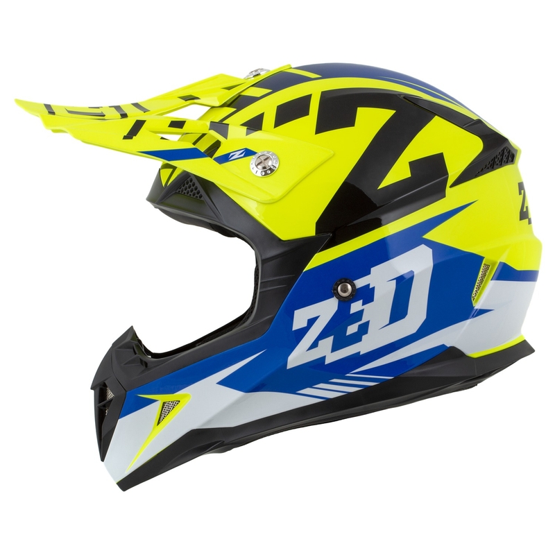 Dziecięcy kask motocyklowy ZED X1.9D Targa Fluo żółto-niebiesko-czarno-biały