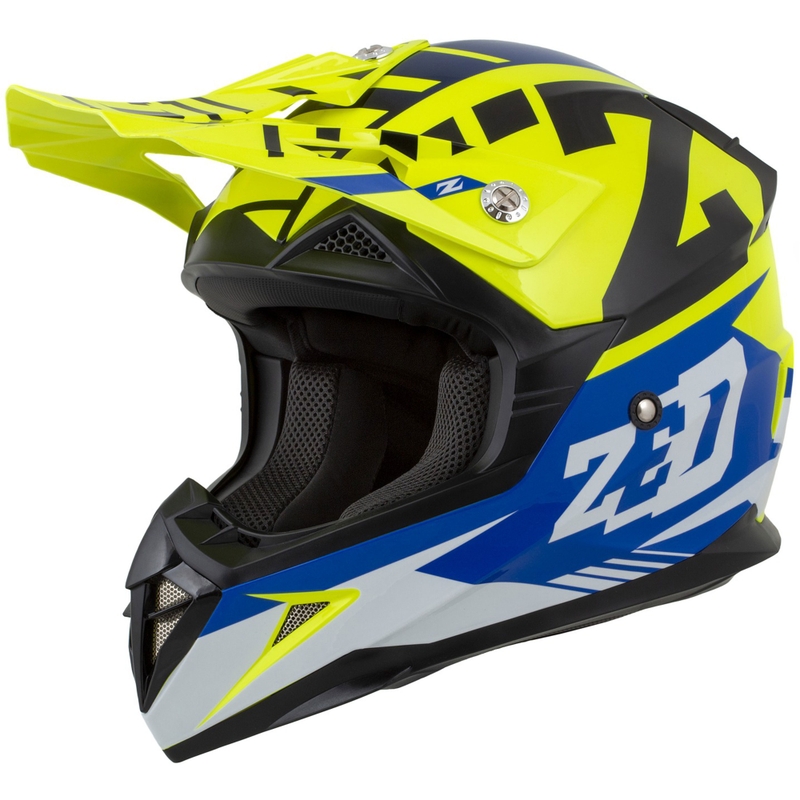 Dziecięcy kask motocyklowy ZED X1.9D Targa Fluo żółto-niebiesko-czarno-biały