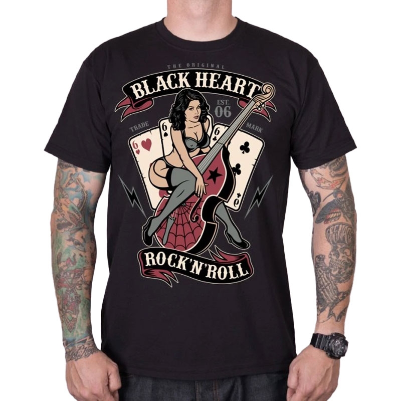 T-shirt Black Heart Bass Pin Up w kolorze czarnym
