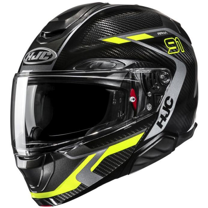 Kask motocyklowy typu flip-up HJC RPHA 91 CARBON Lagos MC3H czarno-fluo żółty