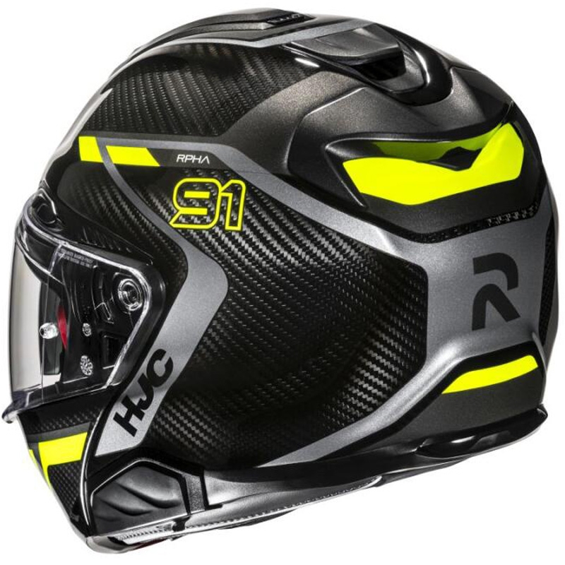 Kask motocyklowy typu flip-up HJC RPHA 91 CARBON Lagos MC3H czarno-fluo żółty