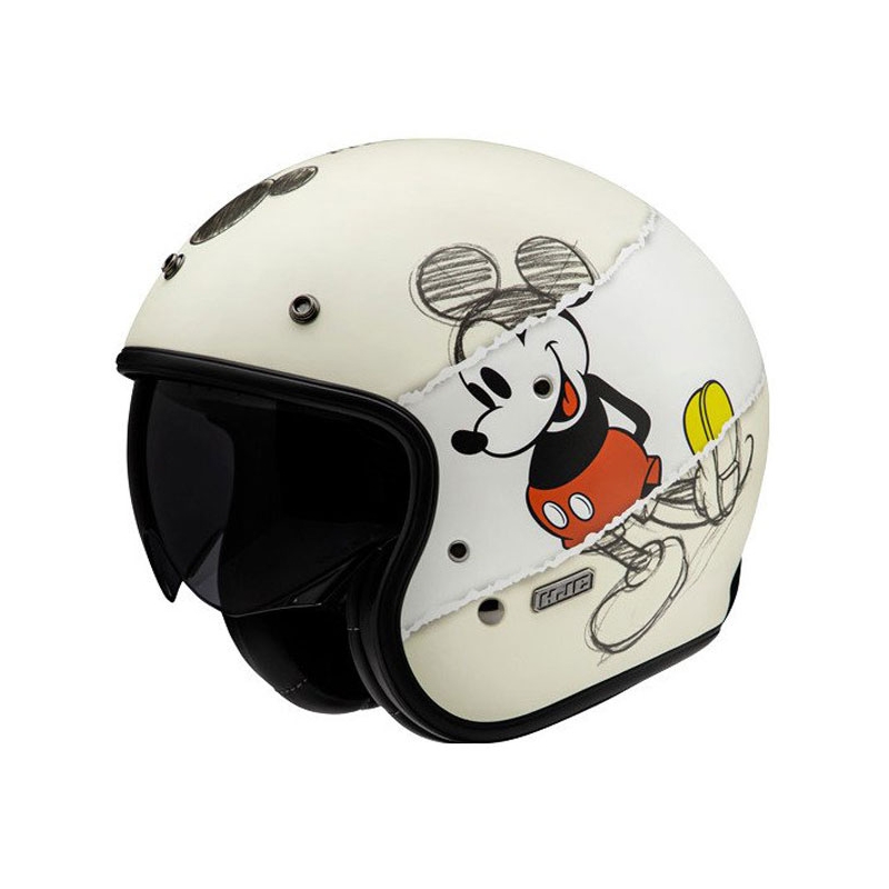 Kask motocyklowy otwarty HJC V31 Disney Mickey Sketch MC1SF biało-czarny