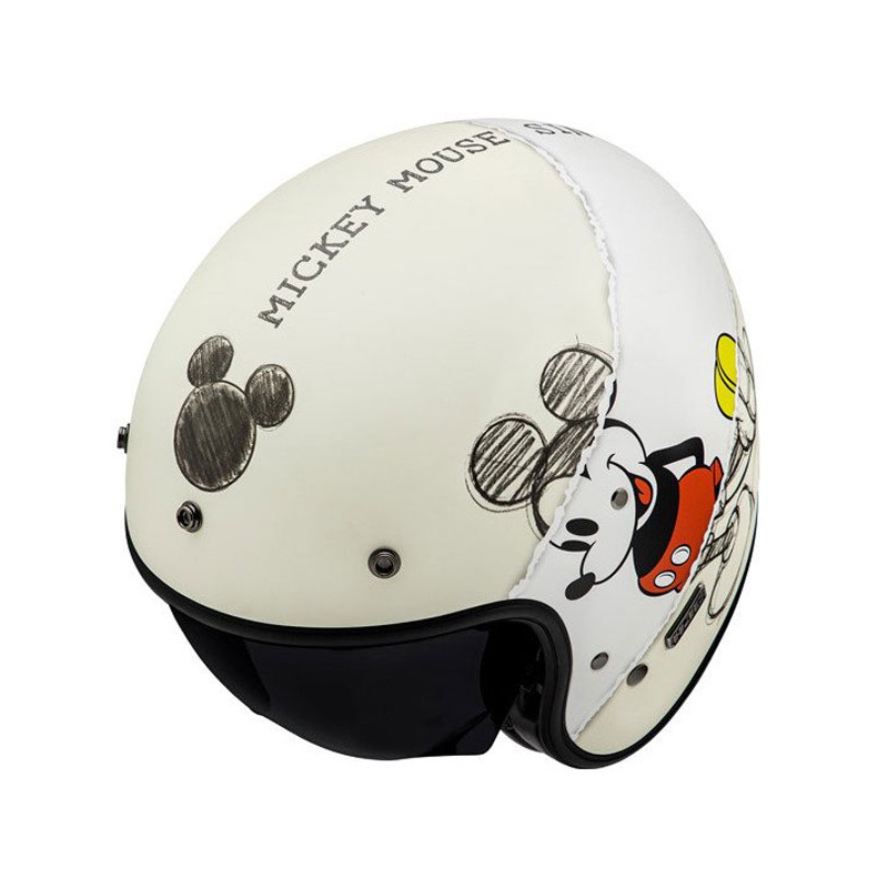 Kask motocyklowy otwarty HJC V31 Disney Mickey Sketch MC1SF biało-czarny