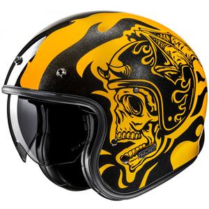 Kask motocyklowy otwarty HJC V31 Flame MC3 żółto-czarny